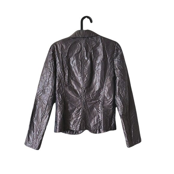 People Like Frank Y2K Cropped Jacket Size 8 Metallic Brown Crinkle Textured - Picture 5 of 8